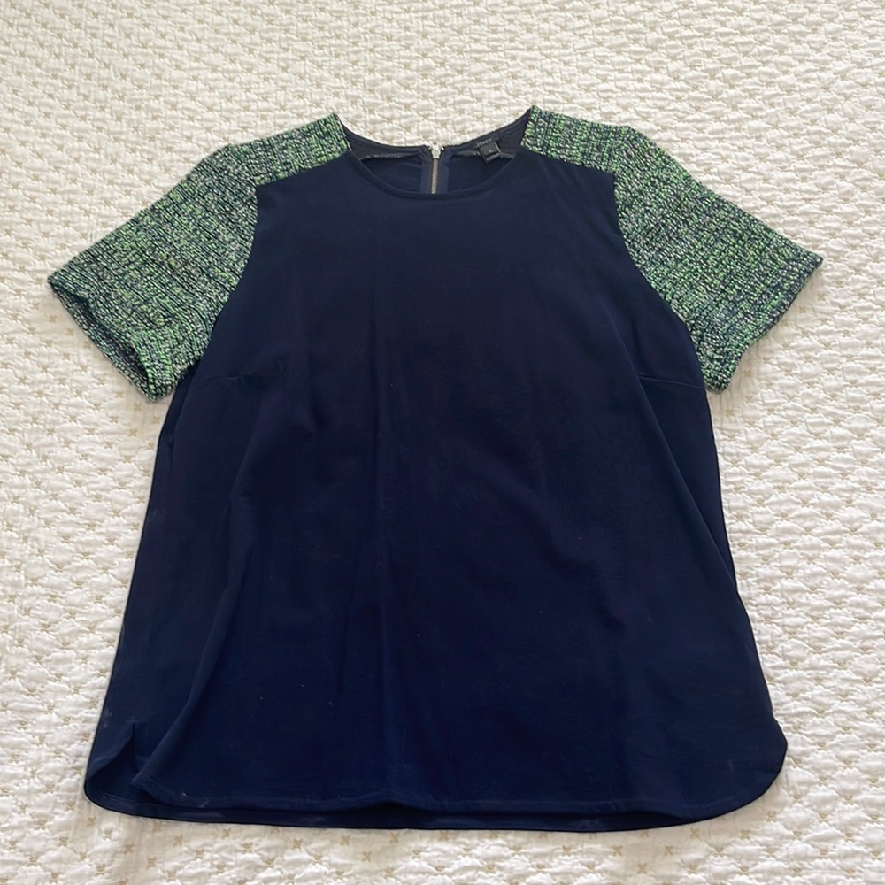 J. Crew navy tweed short sleeve blouse/shirt